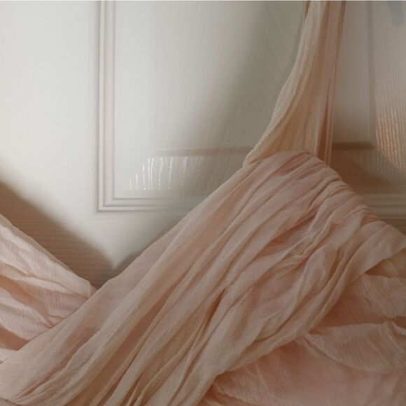 Amsale 12 Dusty Pink Party/Coctail 100% Silk Chiffon Lined Formal Mini Dress - Picture 6 of 10